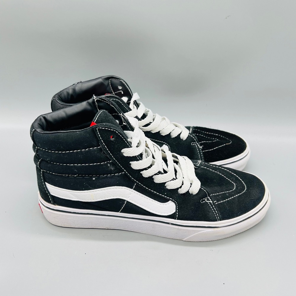 Vans Shoes Women 8.5 Black White Suede Canvas Sk8-Hi Skateboard High Top Sneaker